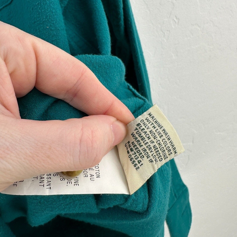 Vintage L.L Bean Shirt Womens Small Green Cotton Button Up Long Sleeve - Picture 9 of 10
